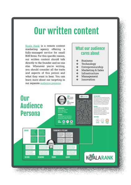the content style guide or writing guidelines connected to your brand positioning